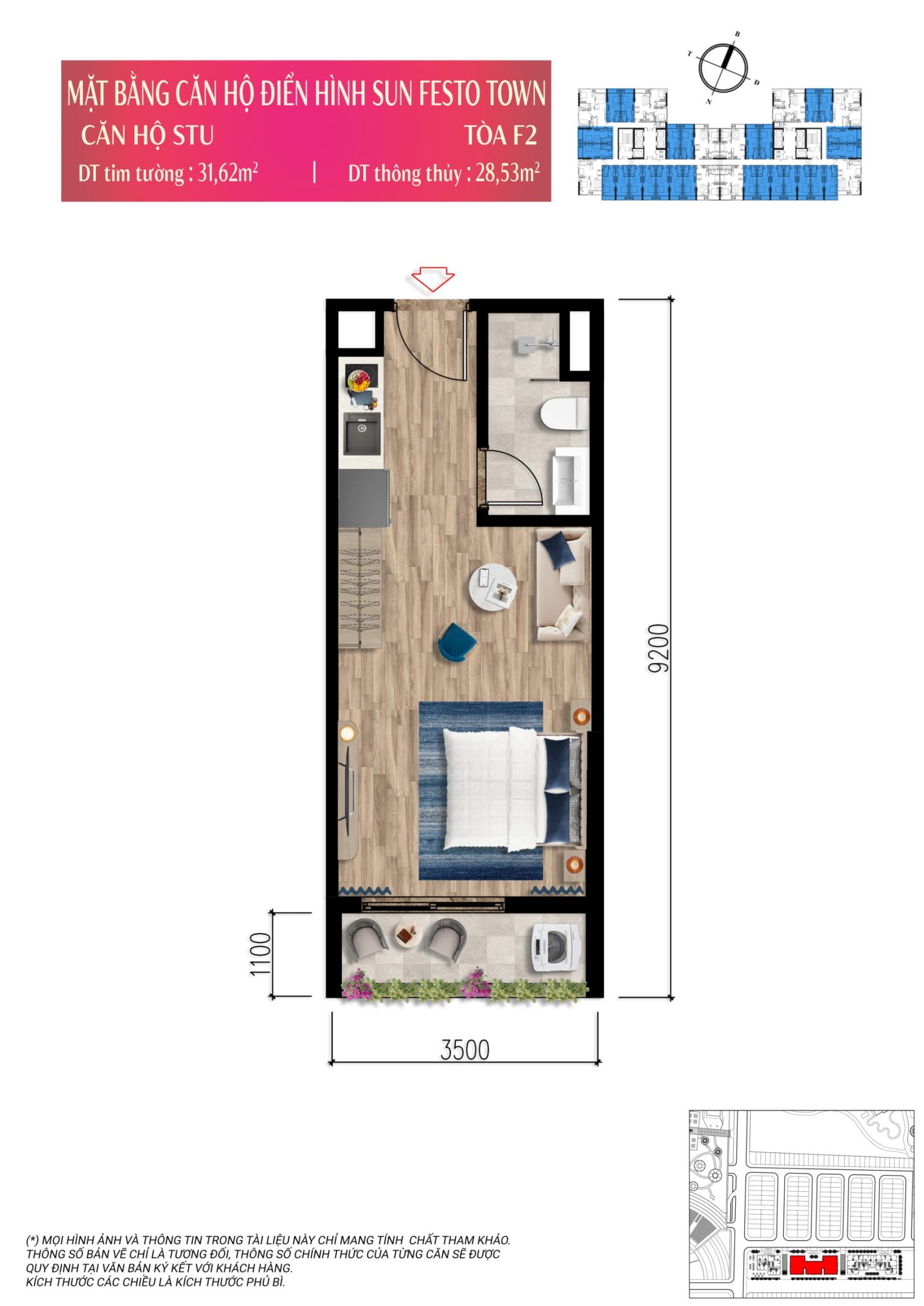 Layout căn hộ studio