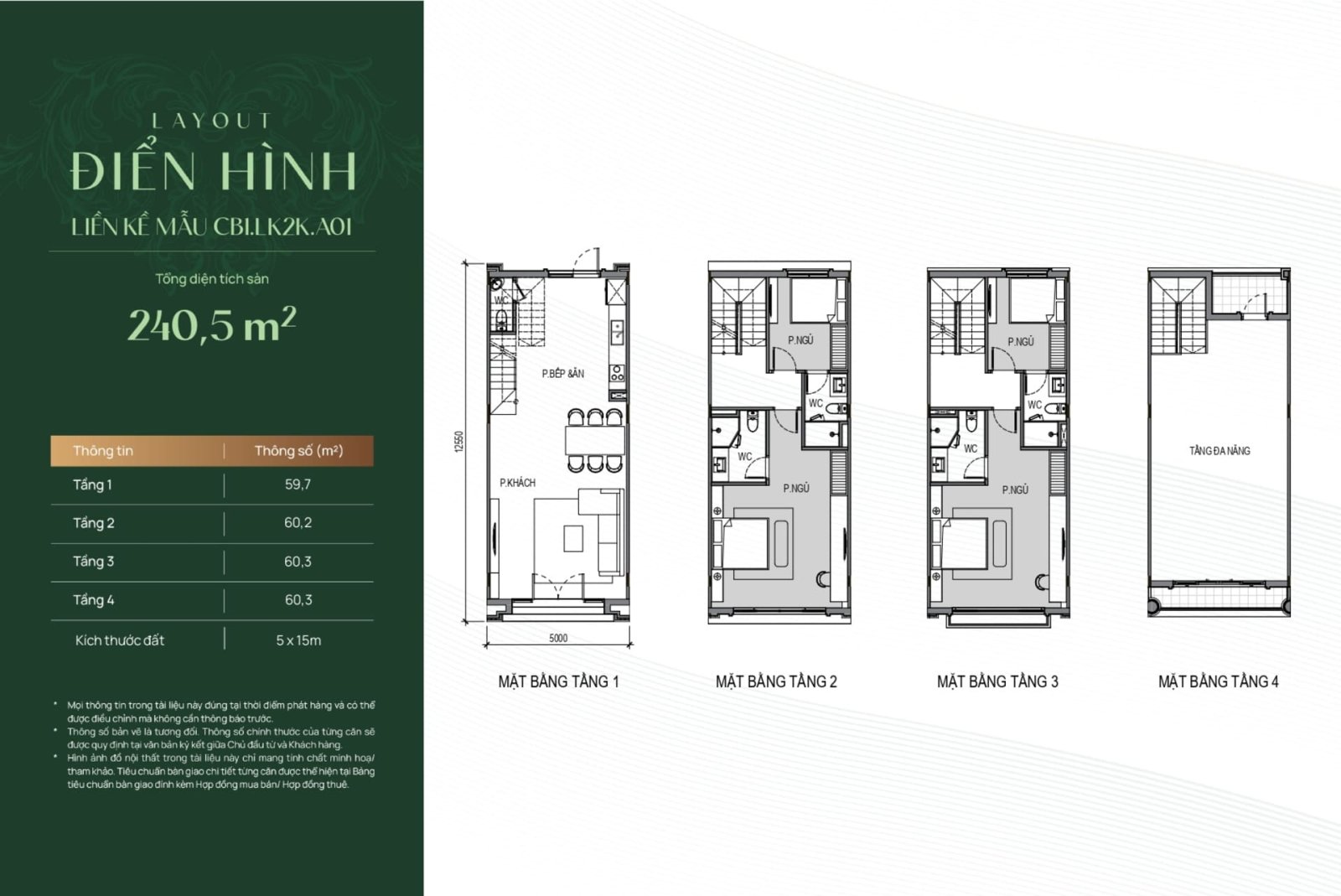 Layout điển hình căn liền kề